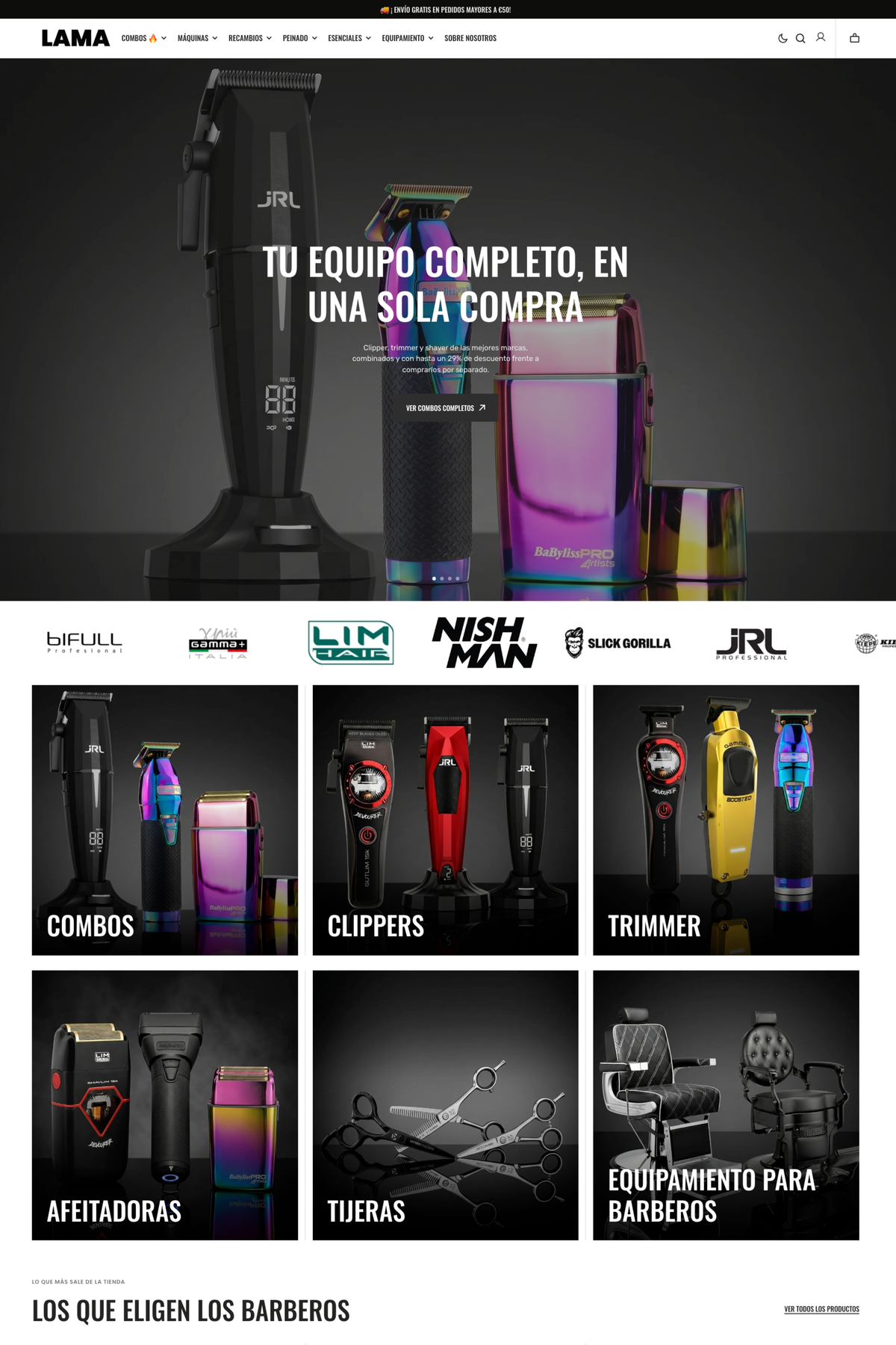 Redesigned dark-theme online store homepage with product categories